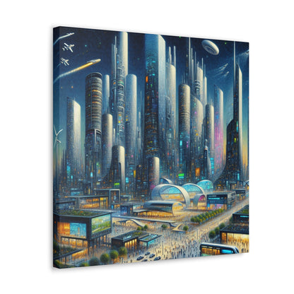 "Futuristic Night City Scape" - Canvas - Authentic4Us