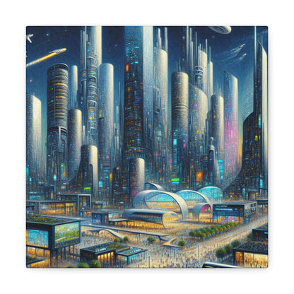 "Futuristic Night City Scape" - Canvas - Authentic4Us