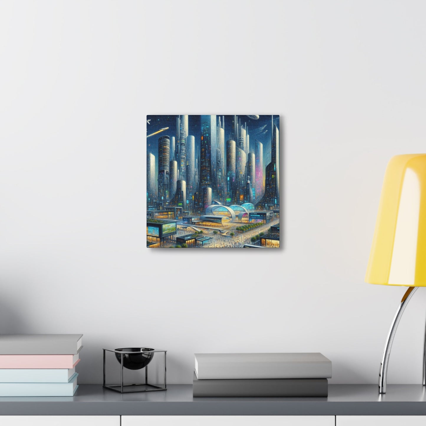 "Futuristic Night City Scape" - Canvas - Authentic4Us