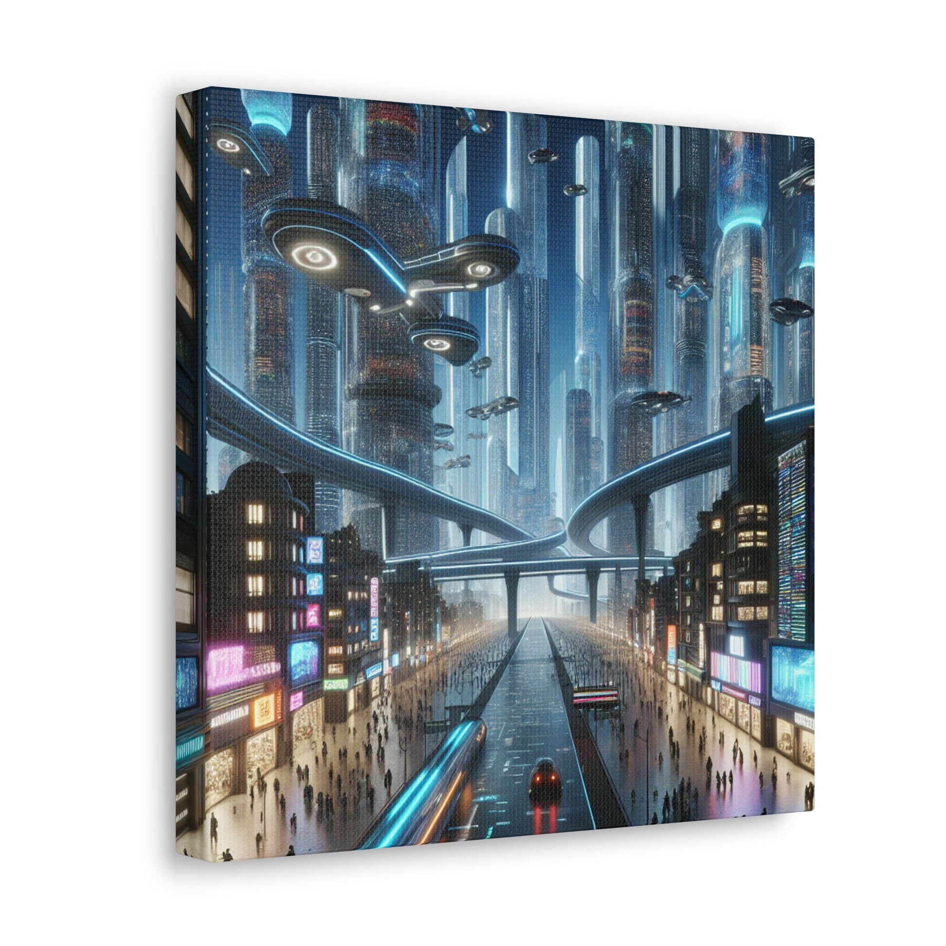 "Futuristic Night Cityscape Artwork" - Canvas - Authentic4Us