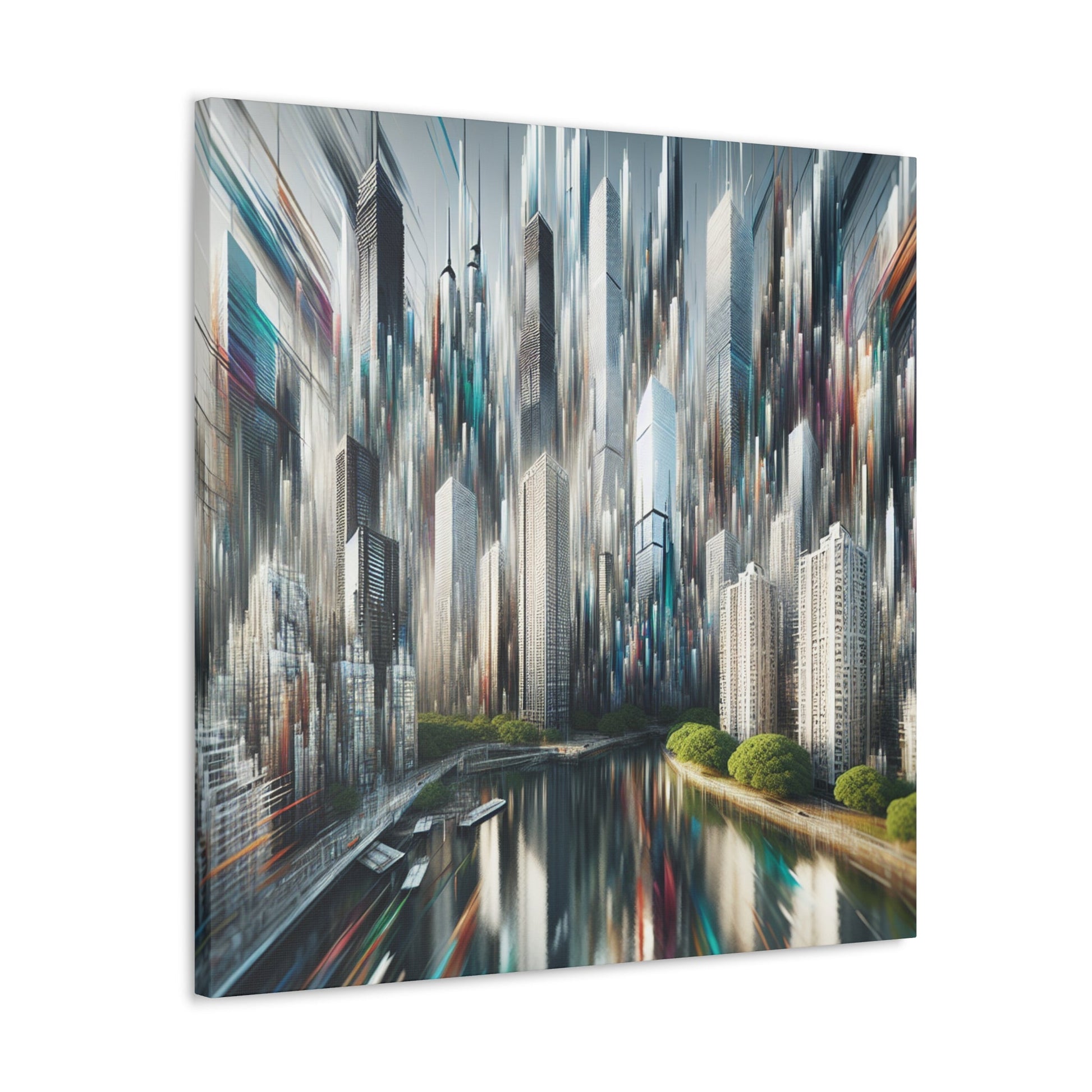 "Futuristic Skyline Reflections" - Canvas - Authentic4Us