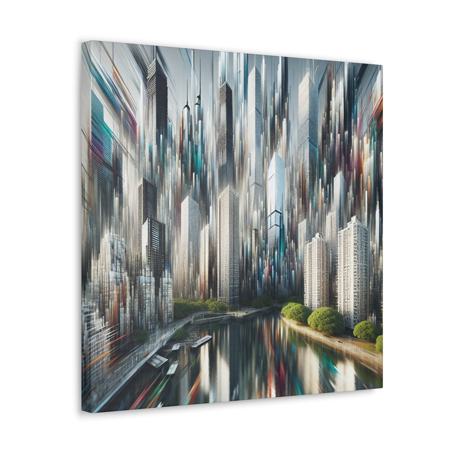 "Futuristic Skyline Reflections" - Canvas - Authentic4Us