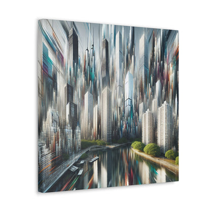 "Futuristic Skyline Reflections" - Canvas - Authentic4Us