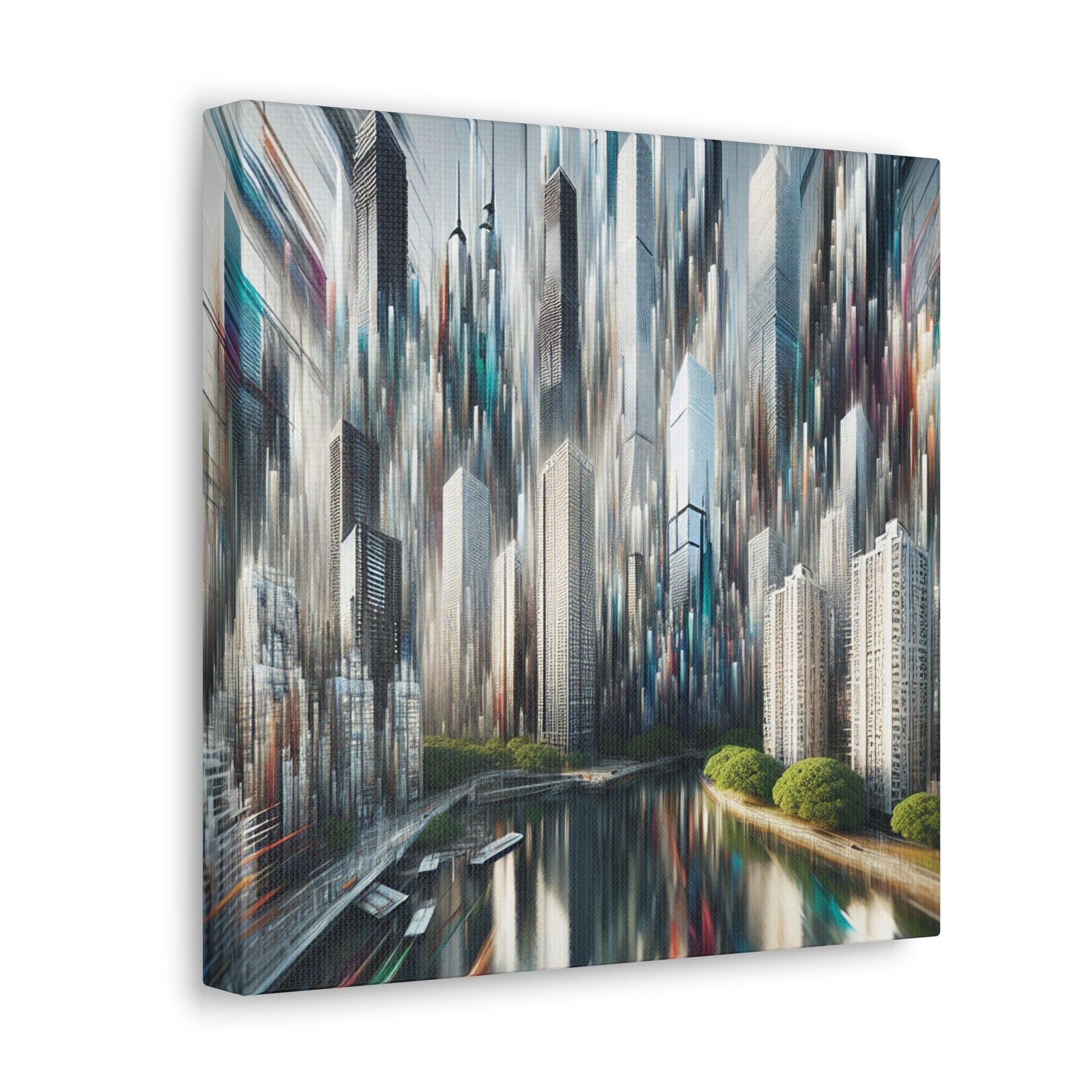 "Futuristic Skyline Reflections" - Canvas - Authentic4Us