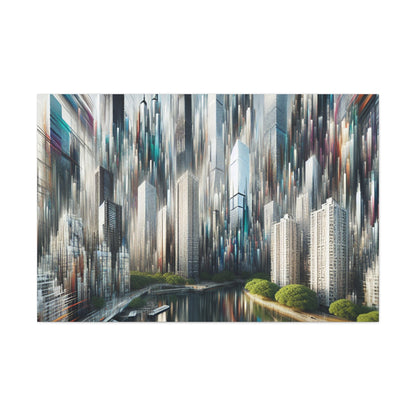 "Futuristic Skyline Reflections" - Canvas - Authentic4Us