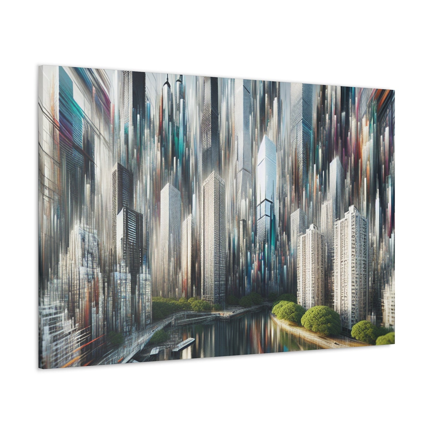 "Futuristic Skyline Reflections" - Canvas - Authentic4Us