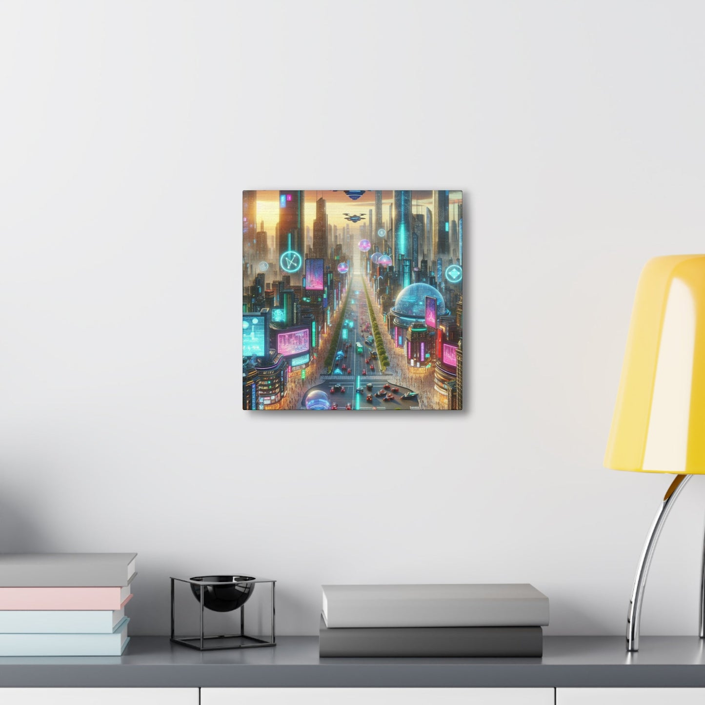 "Futuristic Sunrise Cityscape Art" - Canvas - Authentic4Us