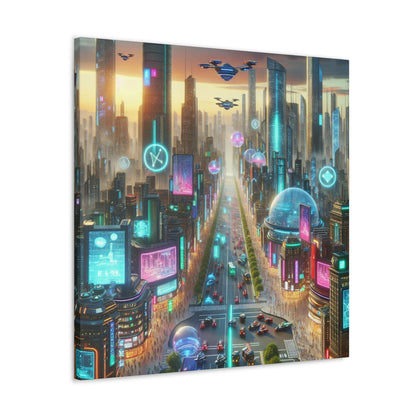 "Futuristic Sunrise Cityscape Art" - Canvas - Authentic4Us