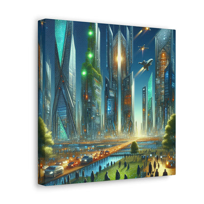 "Futuristic Twilight Cityscape" - Canvas - Authentic4Us