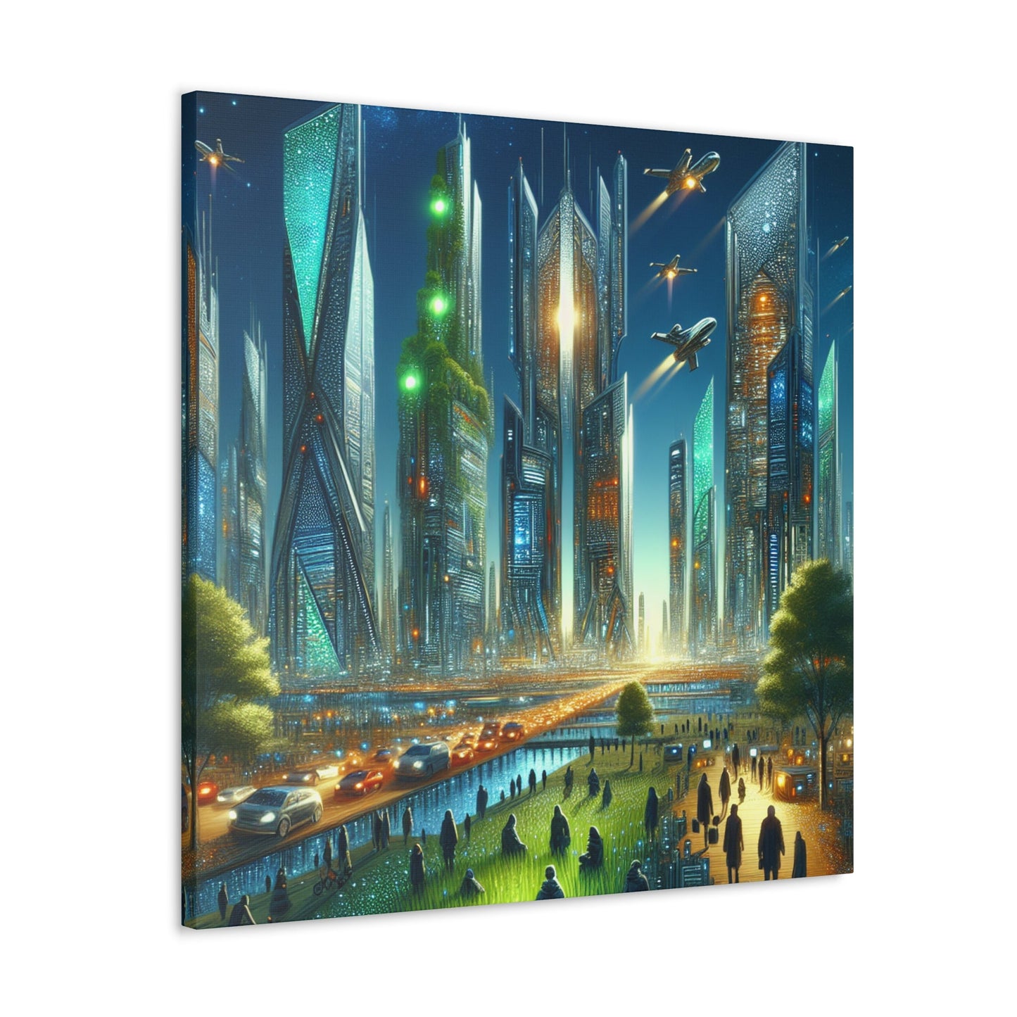 "Futuristic Twilight Cityscape" - Canvas - Authentic4Us