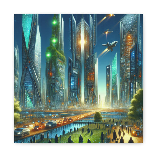 "Futuristic Twilight Cityscape" - Canvas - Authentic4Us