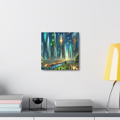 "Futuristic Twilight Cityscape" - Canvas - Authentic4Us