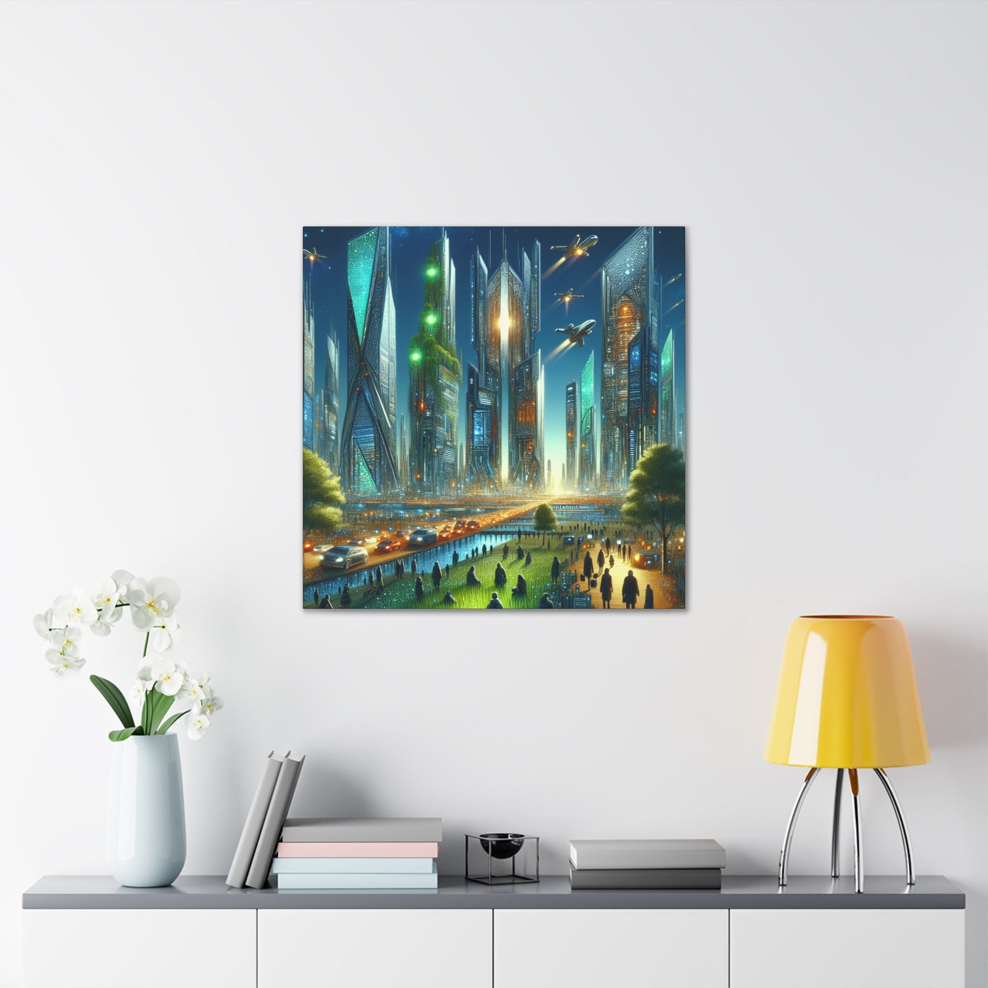 "Futuristic Twilight Cityscape" - Canvas - Authentic4Us