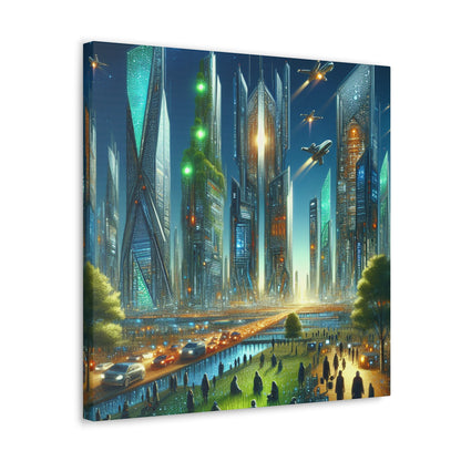 "Futuristic Twilight Cityscape" - Canvas - Authentic4Us