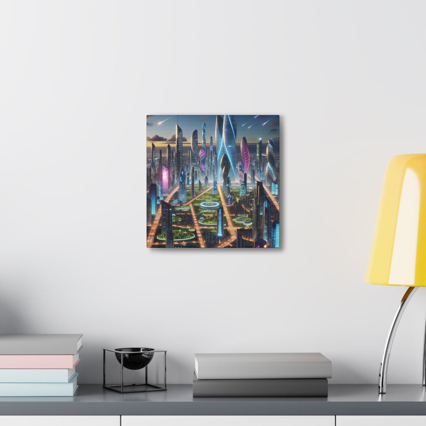 "Futuristic Twilight Metropolis: A Harmonious Utopia" - Canvas - Authentic4Us