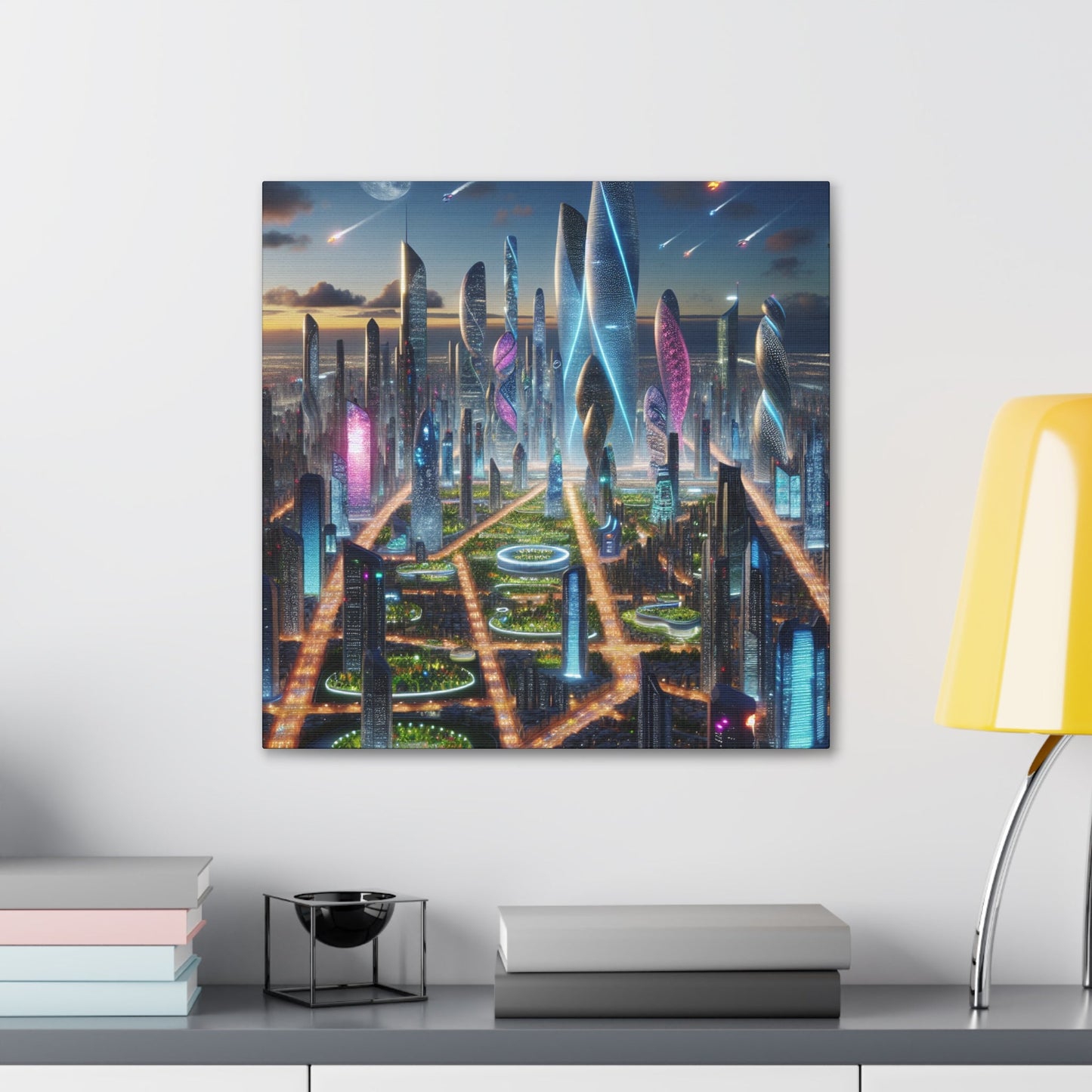 "Futuristic Twilight Metropolis: A Harmonious Utopia" - Canvas - Authentic4Us