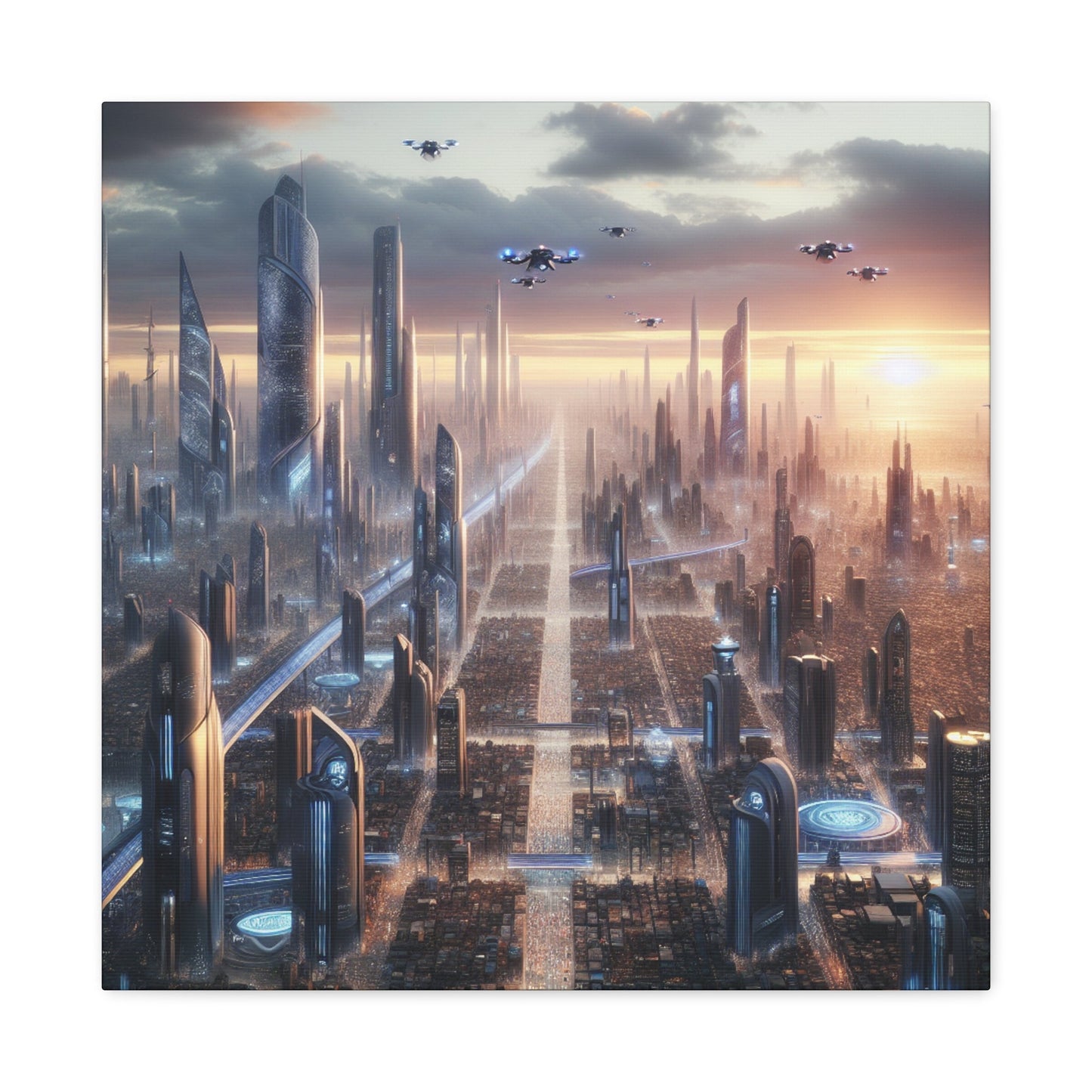 "Futuristic Urban Metropolis Masterpiece" - Canvas - Authentic4Us