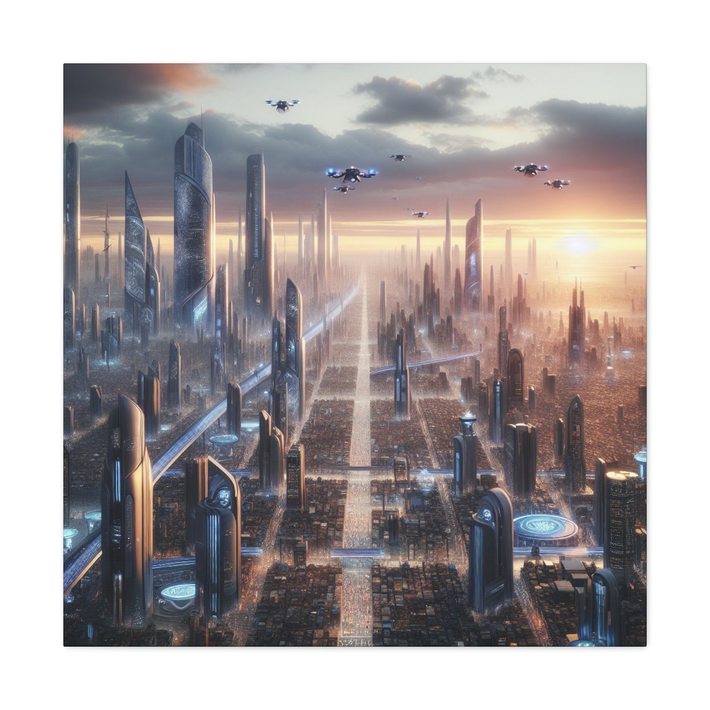 "Futuristic Urban Metropolis Masterpiece" - Canvas - Authentic4Us