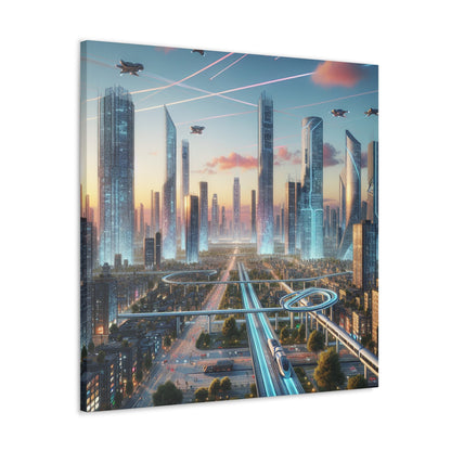 "Futuristic Utopian Cityscape Art" - Canvas - Authentic4Us