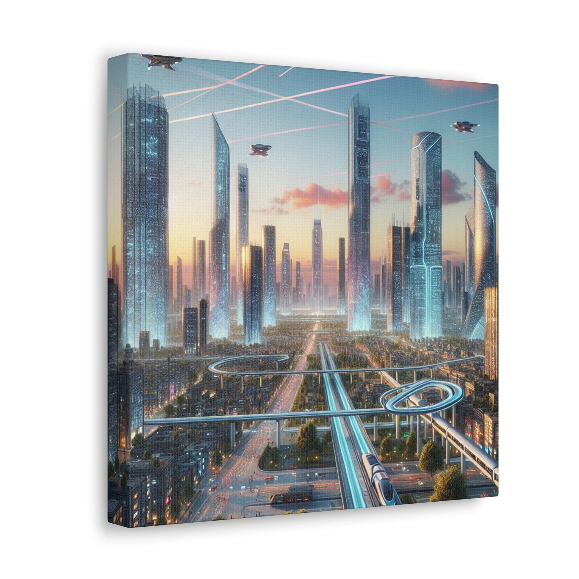 "Futuristic Utopian Cityscape Art" - Canvas - Authentic4Us