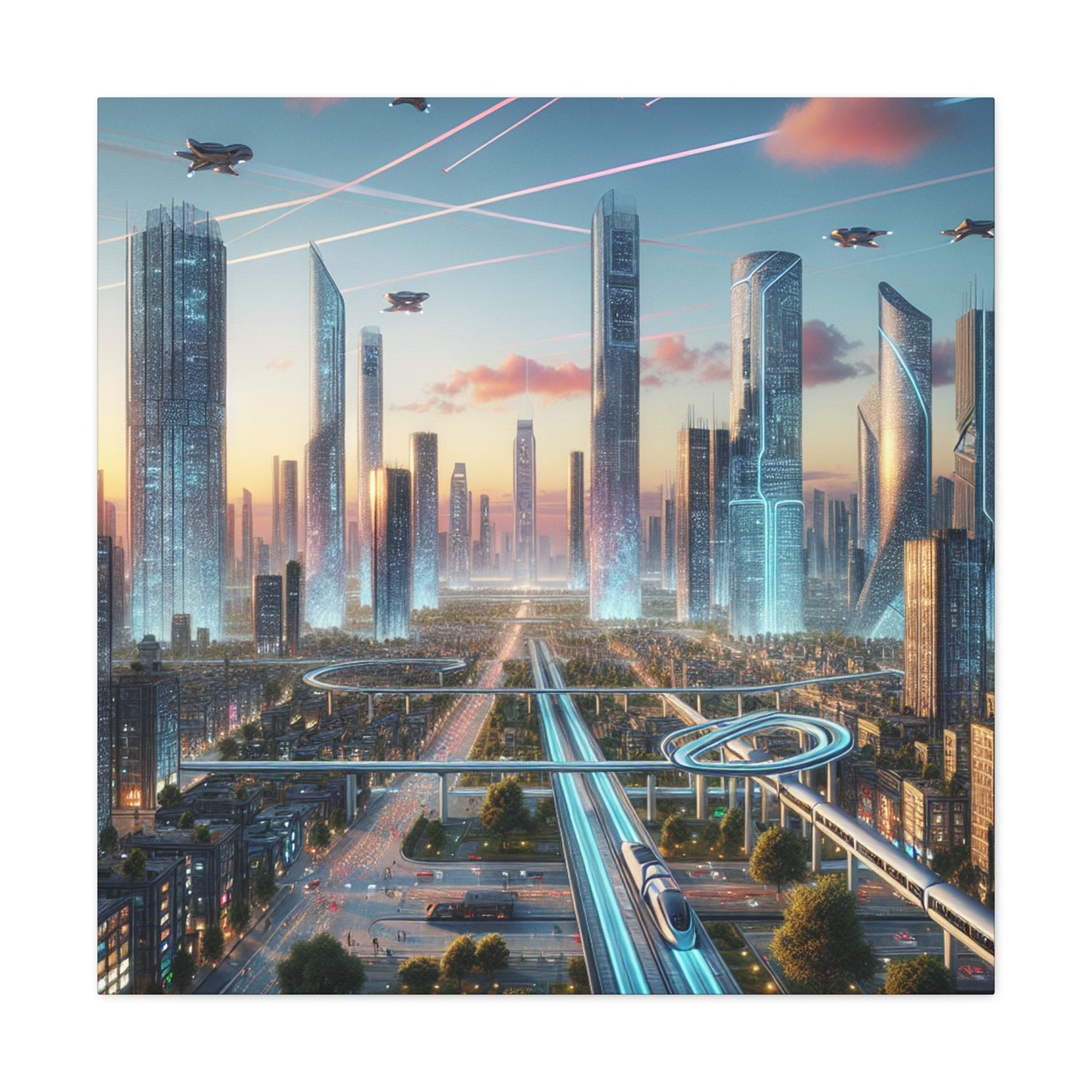 "Futuristic Utopian Cityscape Art" - Canvas - Authentic4Us