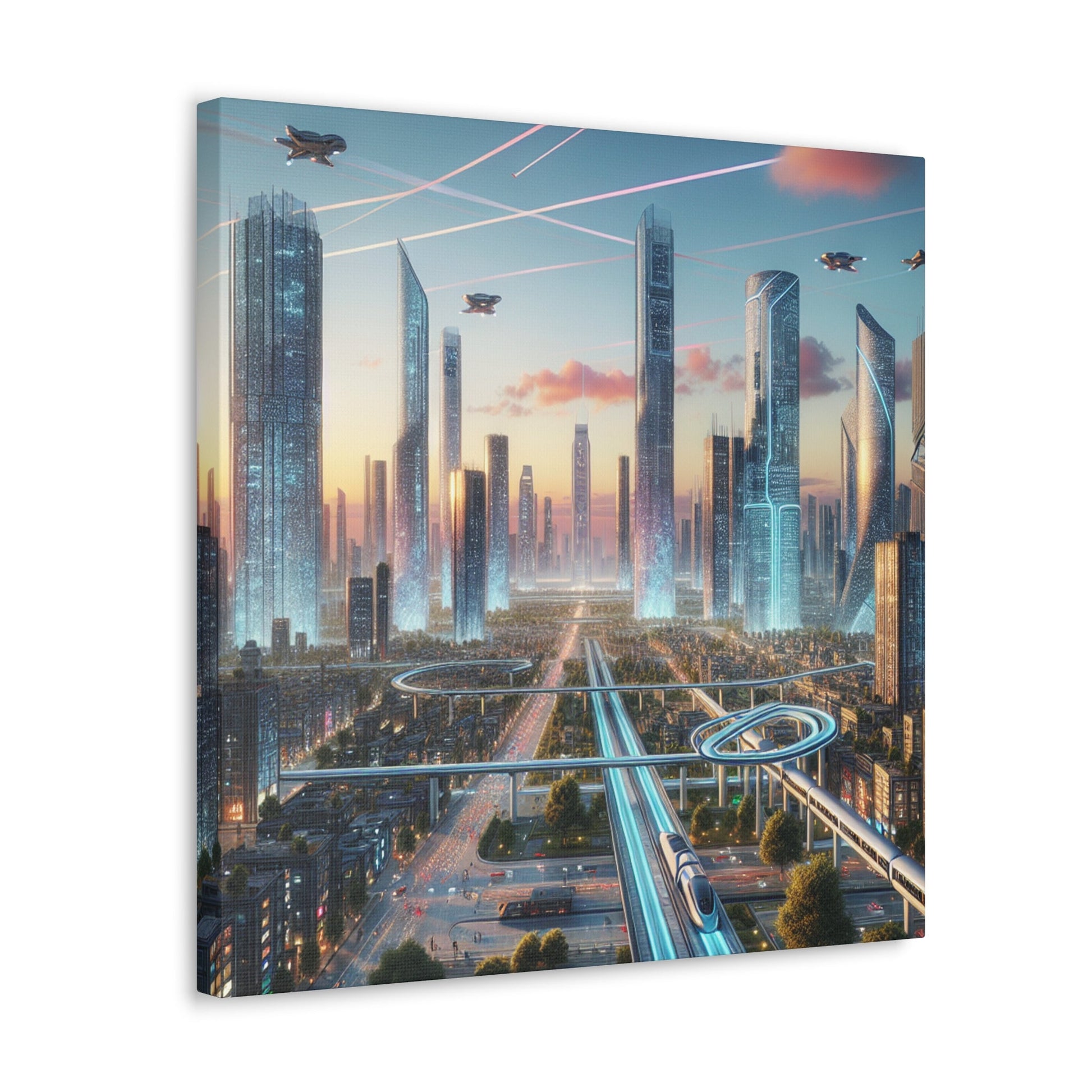 "Futuristic Utopian Cityscape Art" - Canvas - Authentic4Us