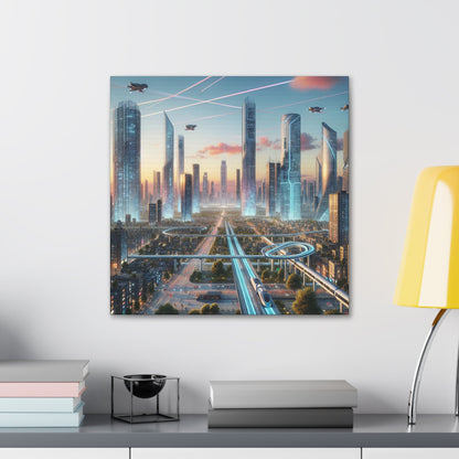 "Futuristic Utopian Cityscape Art" - Canvas - Authentic4Us