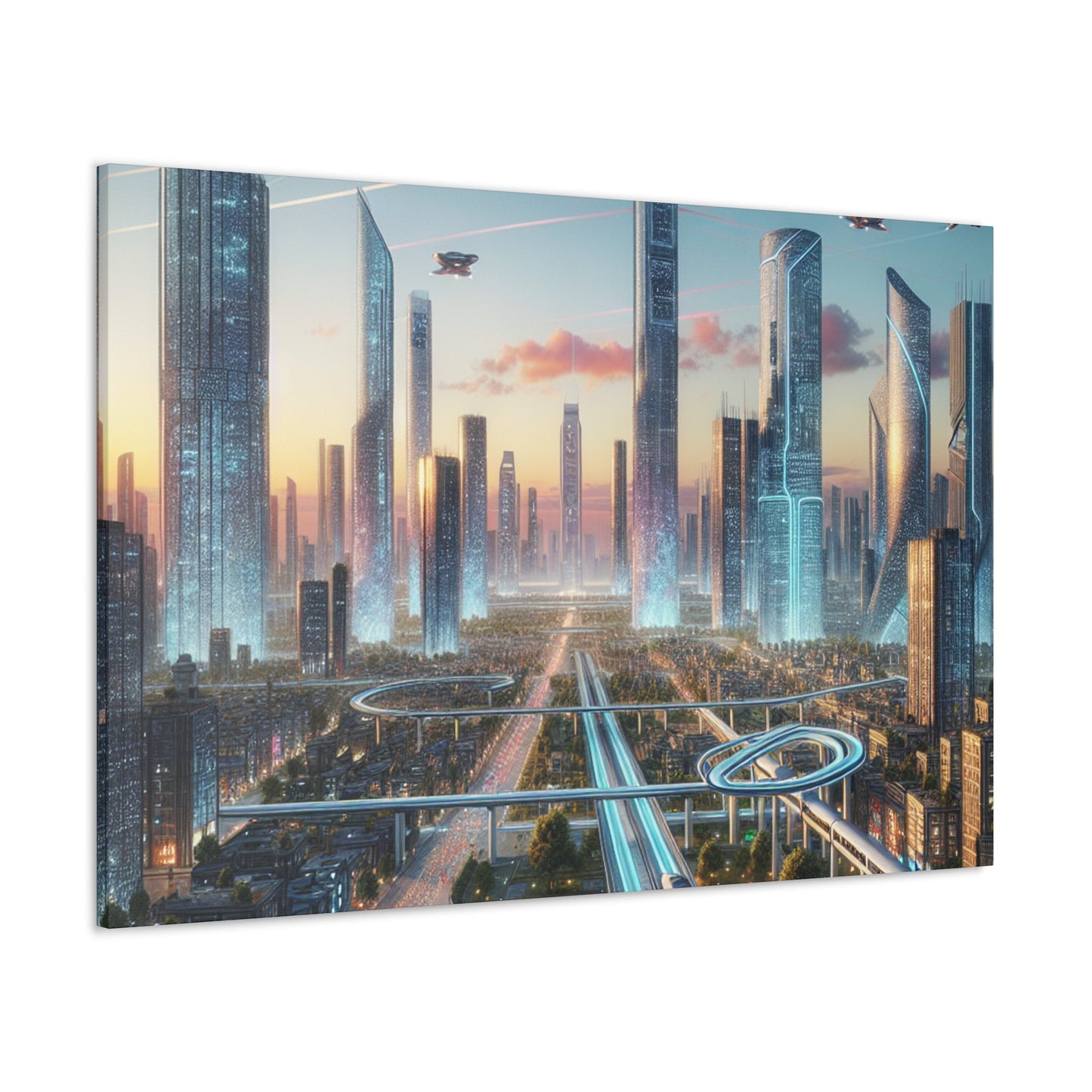 "Futuristic Utopian Cityscape Art" - Canvas - Authentic4Us