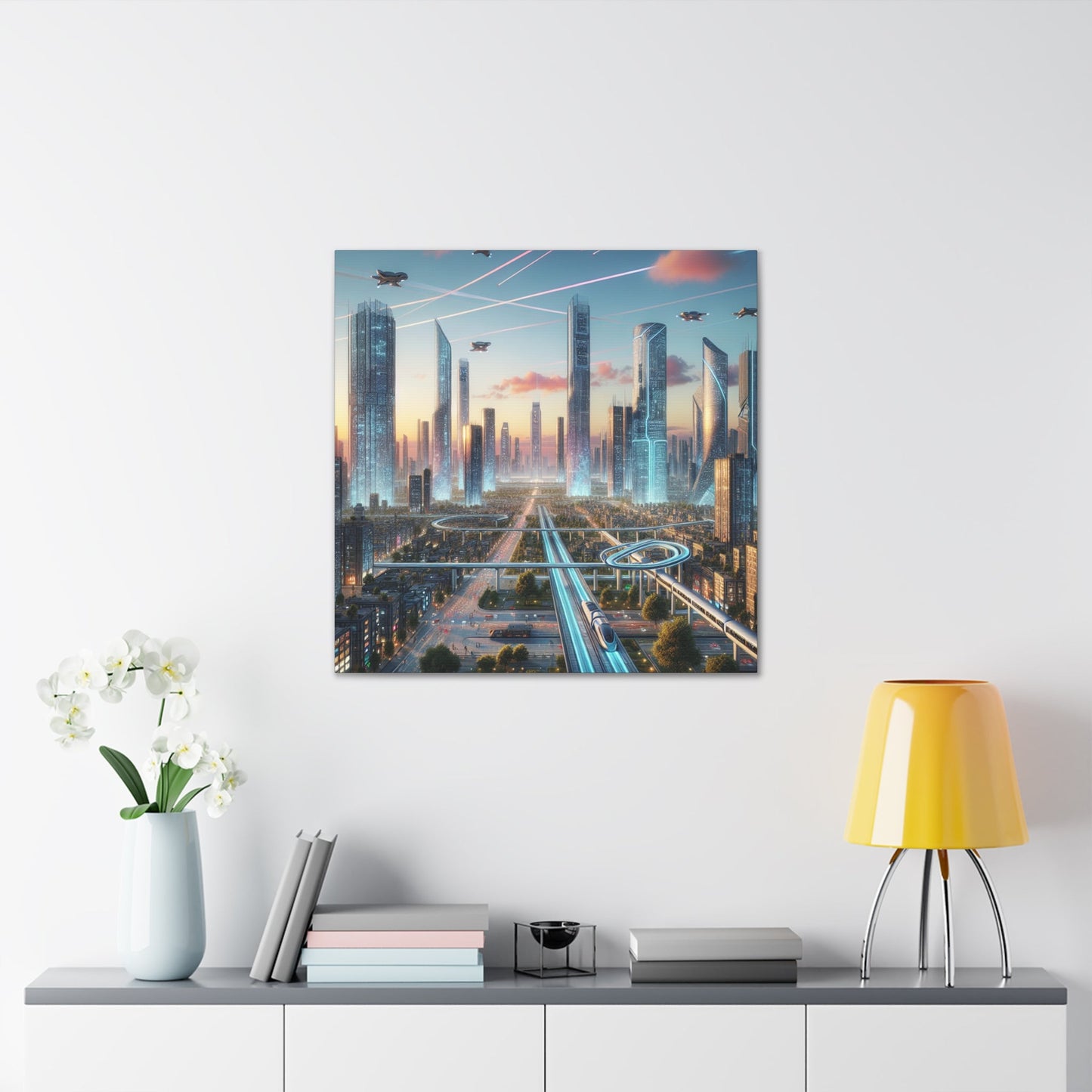 "Futuristic Utopian Cityscape Art" - Canvas - Authentic4Us