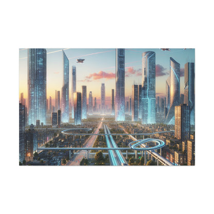 "Futuristic Utopian Cityscape Art" - Canvas - Authentic4Us