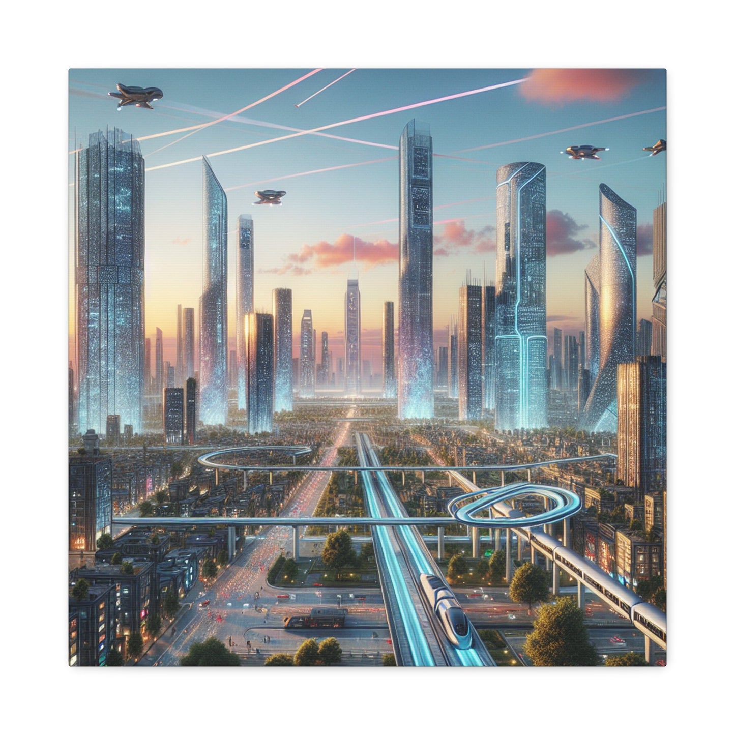 "Futuristic Utopian Cityscape Art" - Canvas - Authentic4Us