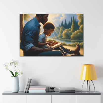 "Gilded Moments of Fatherhood" or "A Serene Lesson Amidst Nature" - Canvas - Authentic4Us