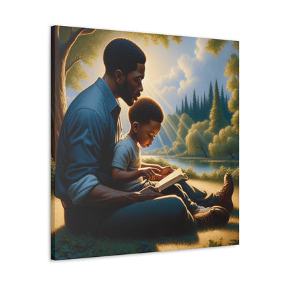 "Gilded Moments of Fatherhood" or "A Serene Lesson Amidst Nature" - Canvas - Authentic4Us