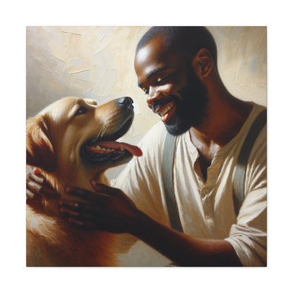 "Golden Bond: Man and Dog" - Canvas - Authentic4Us