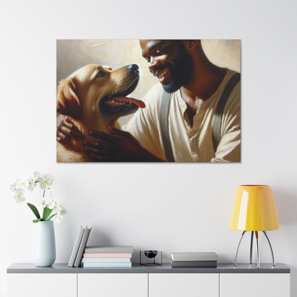 "Golden Bond: Man and Dog" - Canvas - Authentic4Us