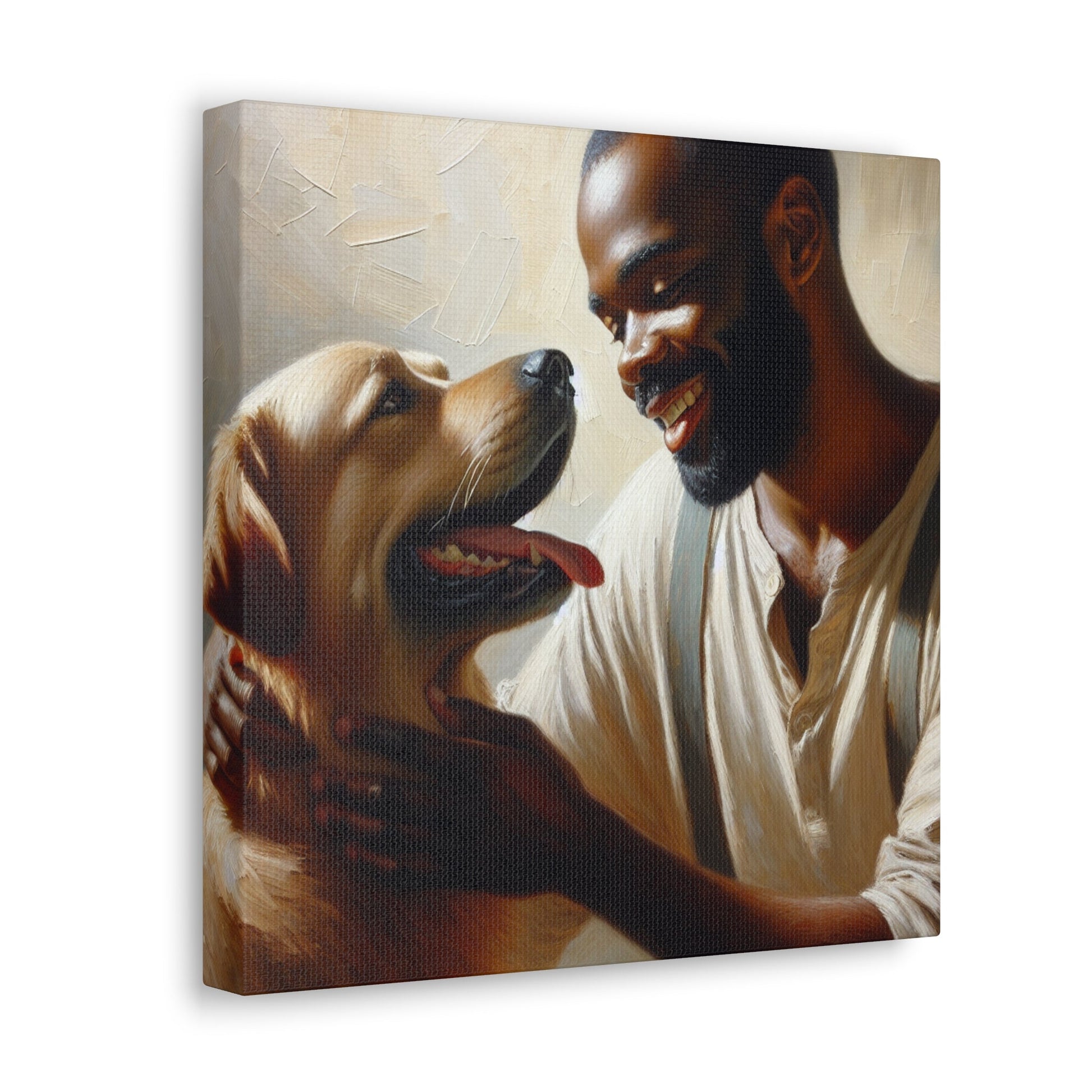 "Golden Bond: Man and Dog" - Canvas - Authentic4Us