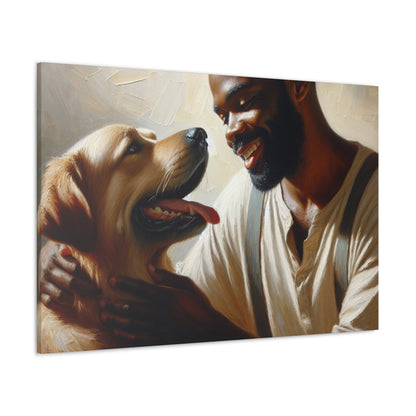 "Golden Bond: Man and Dog" - Canvas - Authentic4Us