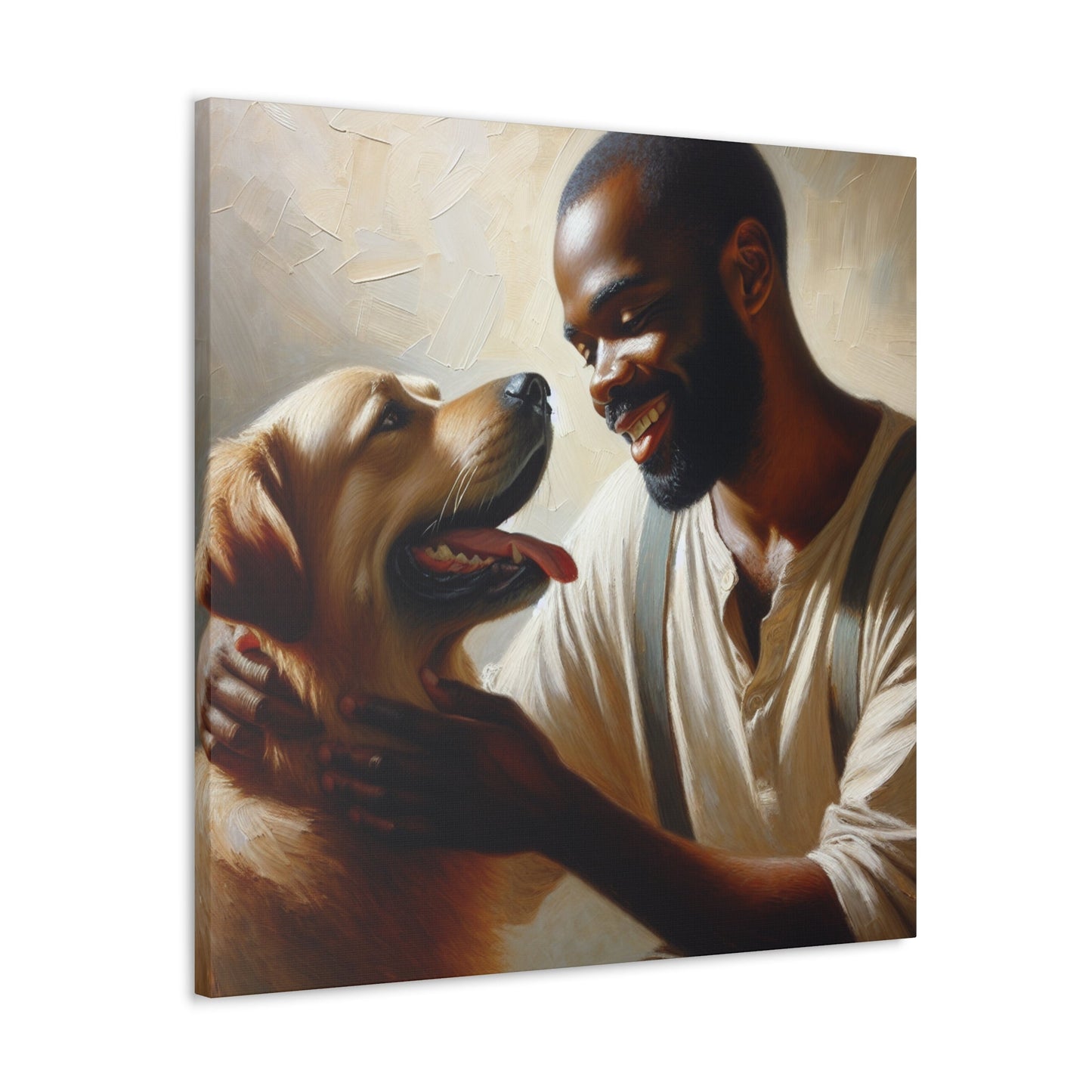 "Golden Bond: Man and Dog" - Canvas - Authentic4Us