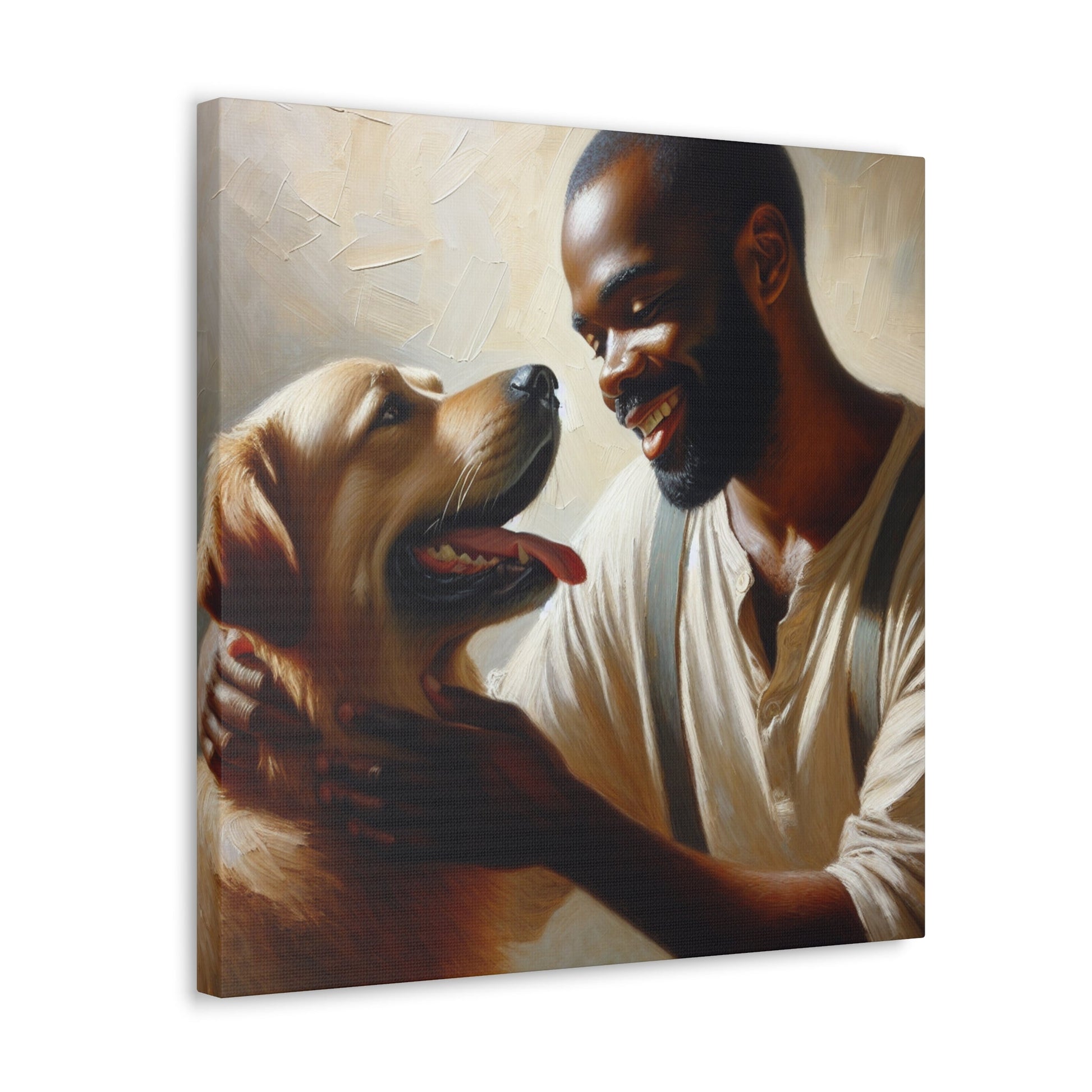 "Golden Bond: Man and Dog" - Canvas - Authentic4Us