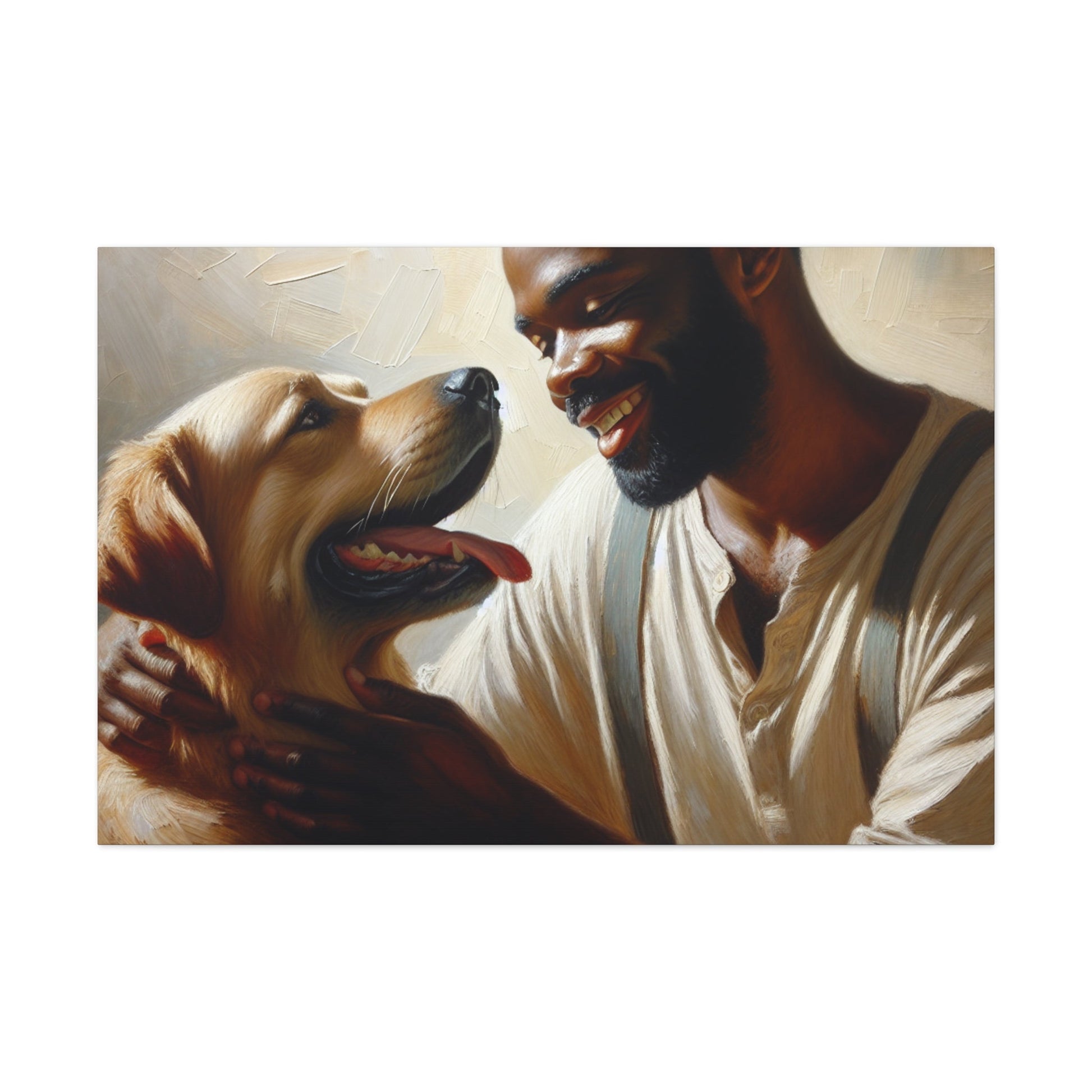 "Golden Bond: Man and Dog" - Canvas - Authentic4Us