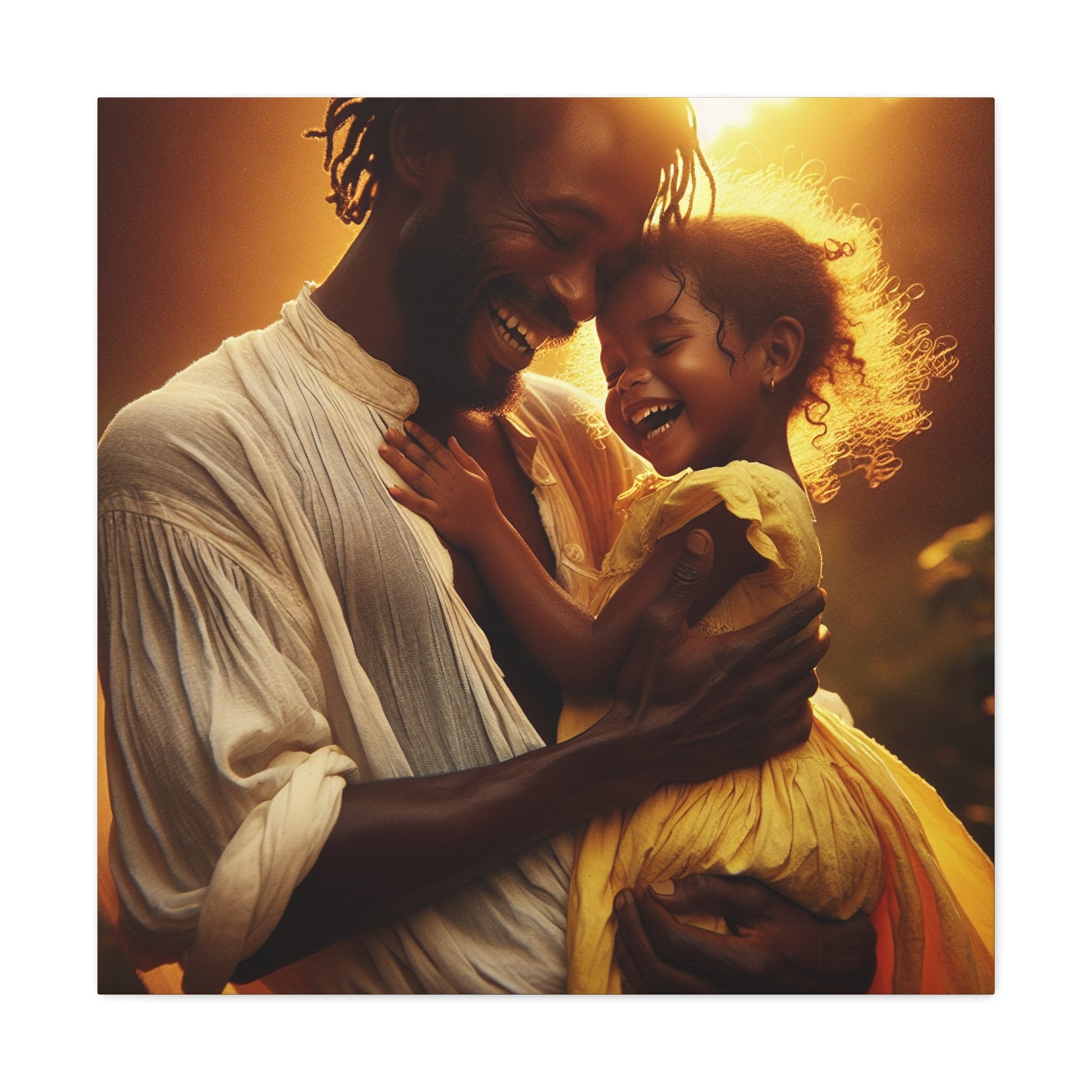 "Golden Embrace: Father-Daughter Love" - Canvas - Authentic4Us