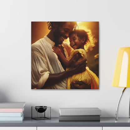 "Golden Embrace: Father-Daughter Love" - Canvas - Authentic4Us