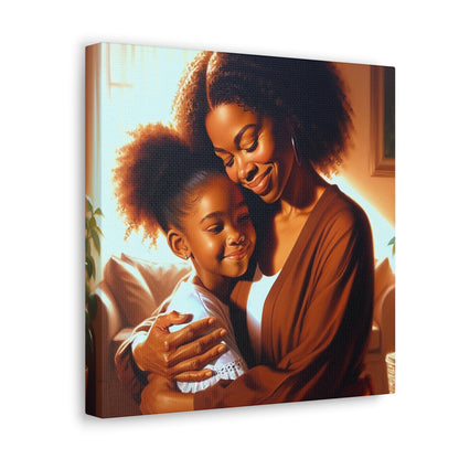 "Golden Embrace: Mother and Daughter" - Canvas - Authentic4Us