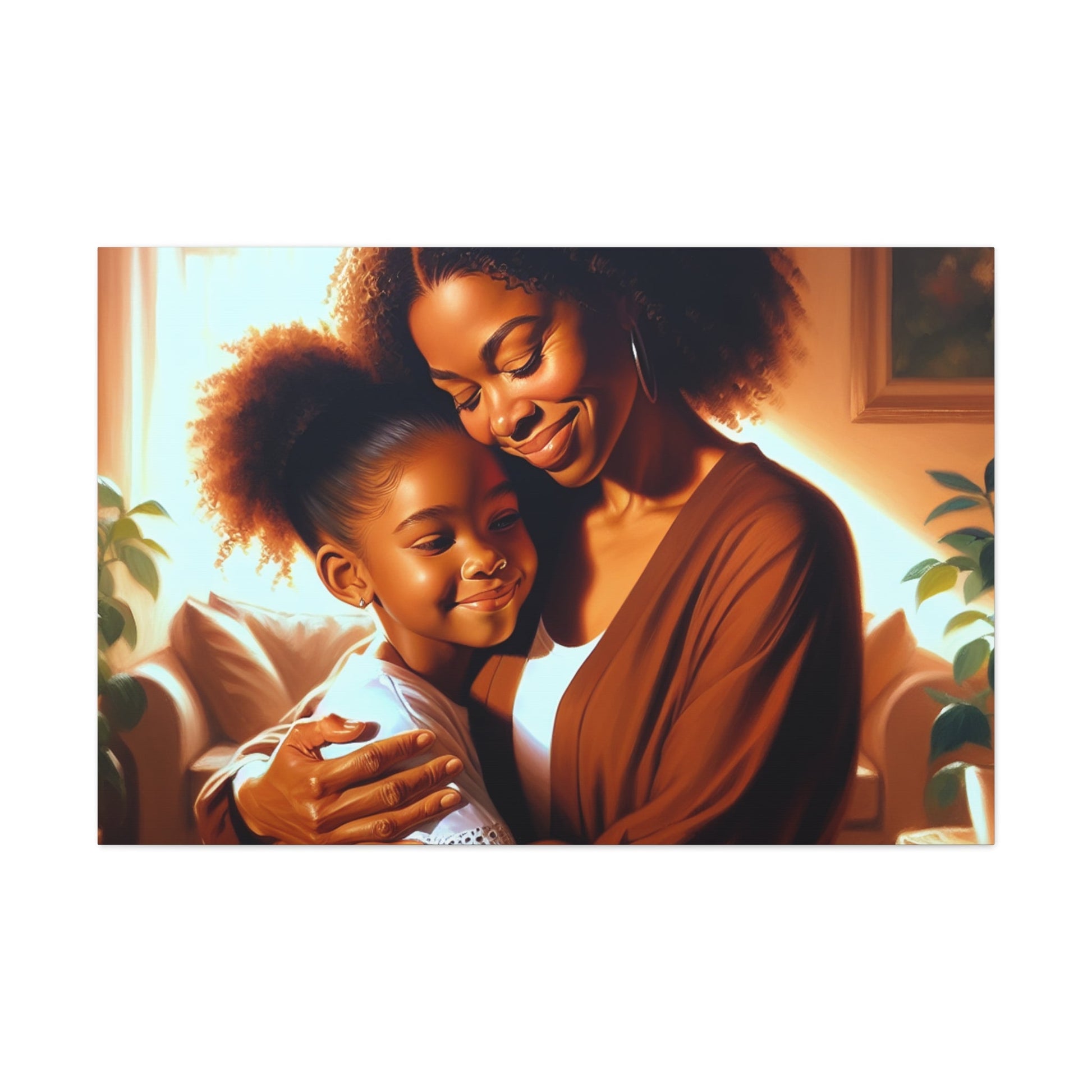 "Golden Embrace: Mother and Daughter" - Canvas - Authentic4Us