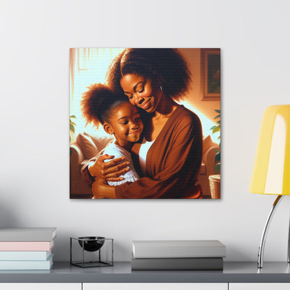 "Golden Embrace: Mother and Daughter" - Canvas - Authentic4Us