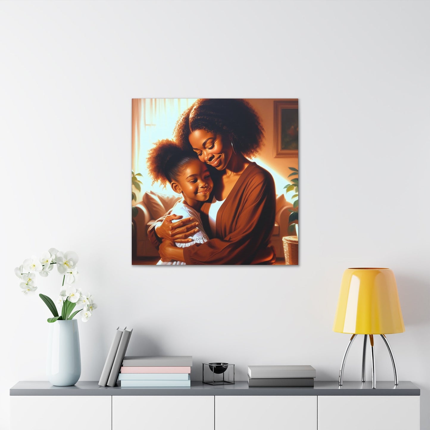 "Golden Embrace: Mother and Daughter" - Canvas - Authentic4Us