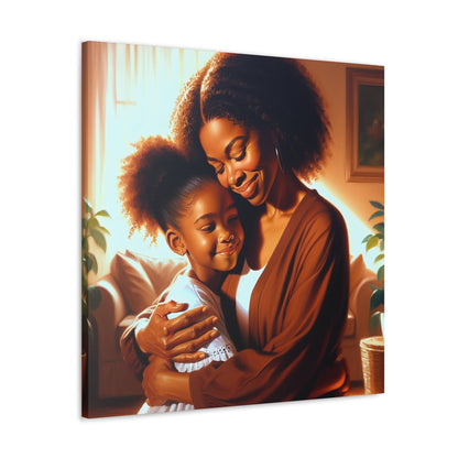 "Golden Embrace: Mother and Daughter" - Canvas - Authentic4Us