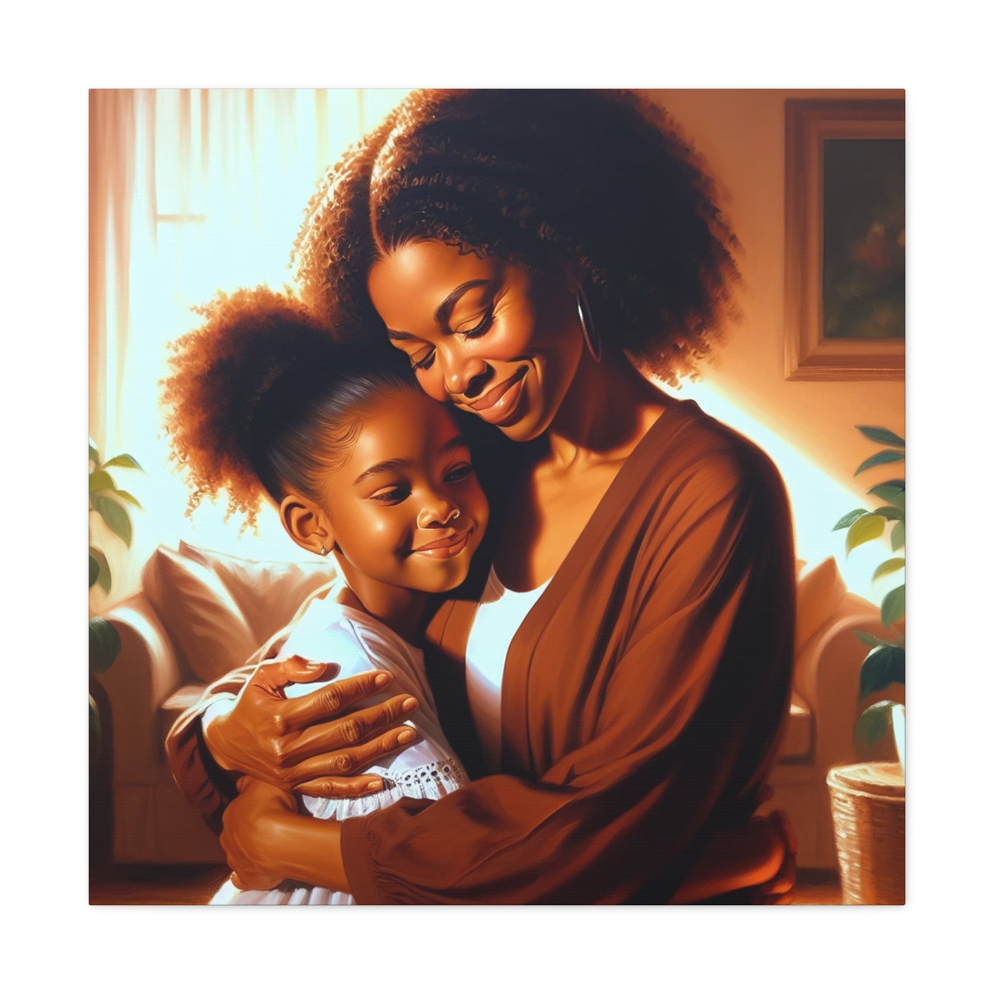 "Golden Embrace: Mother and Daughter" - Canvas - Authentic4Us