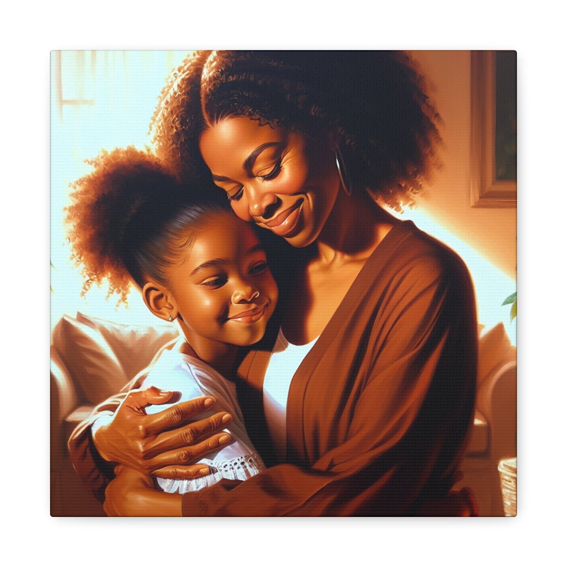 "Golden Embrace: Mother and Daughter" - Canvas - Authentic4Us