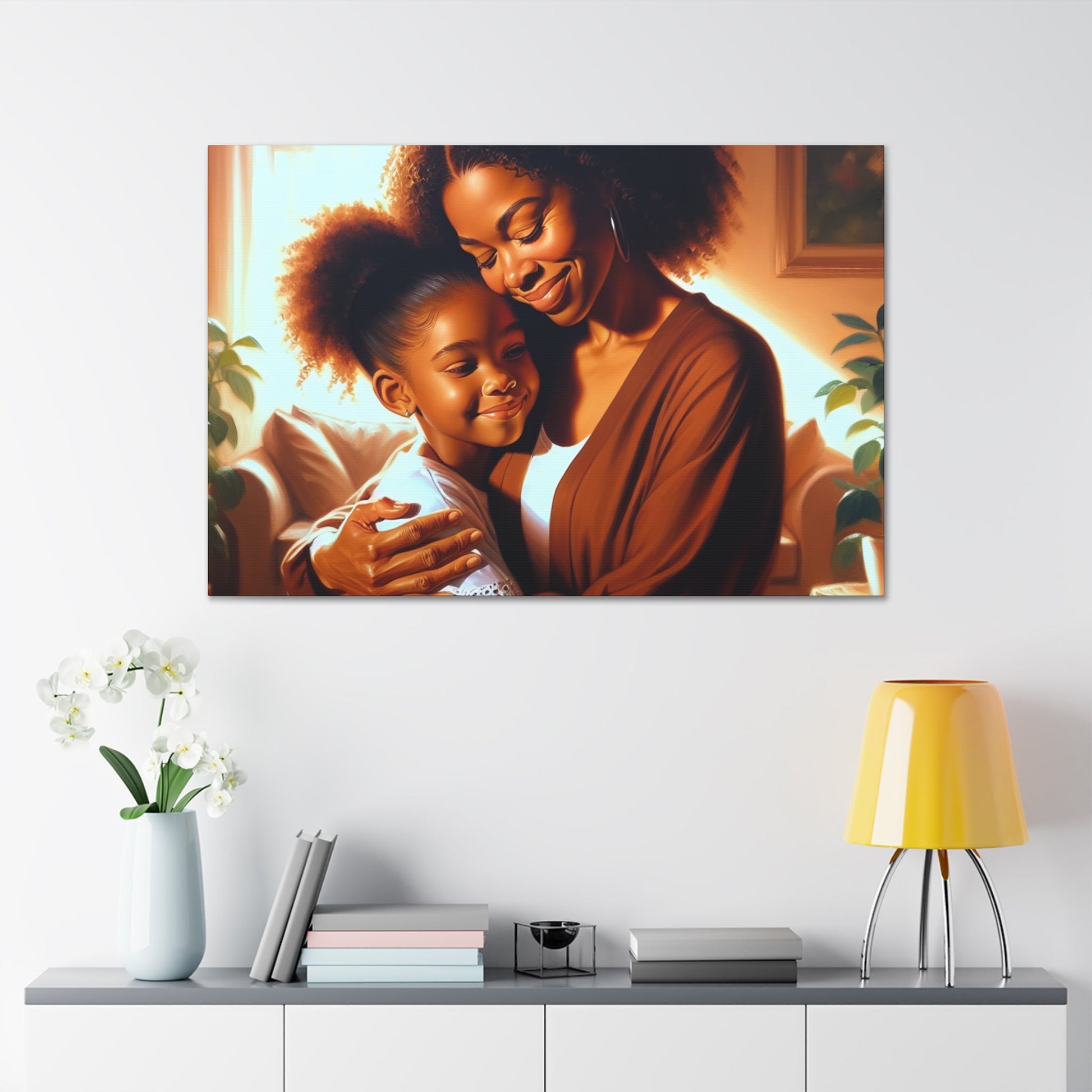 "Golden Embrace: Mother and Daughter" - Canvas - Authentic4Us